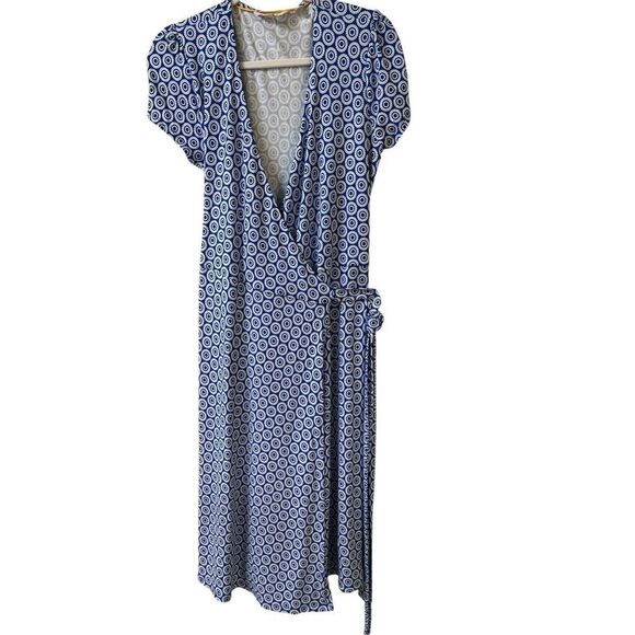 Boden wrap dress blue & white US sz 10L - Picture 1 of 4